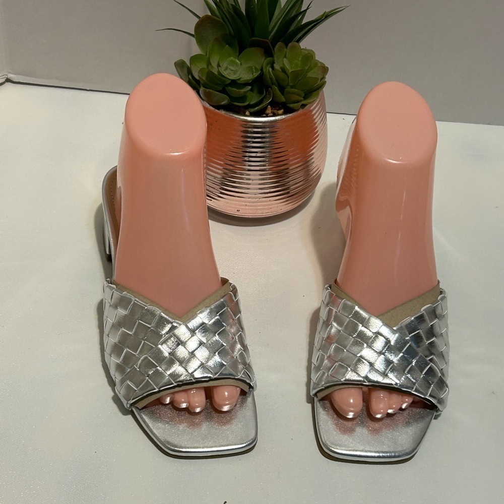 Silver Woven Women's Sandals